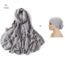 2-Piece Set High-Quality 100% Cotton Hijab Shawl With Headband