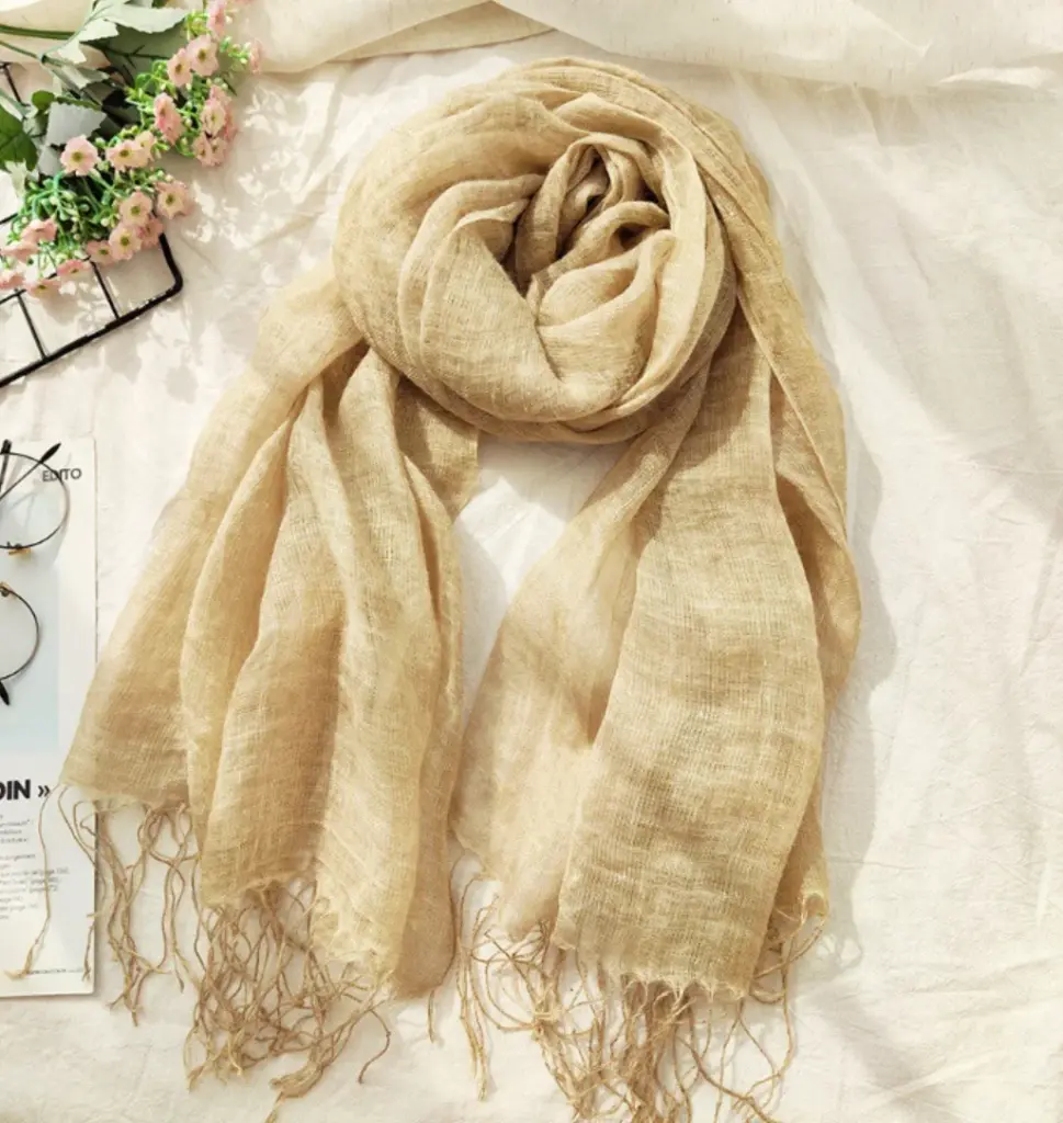 Classic Women Linen Breathable Long Plain Soft Scarf