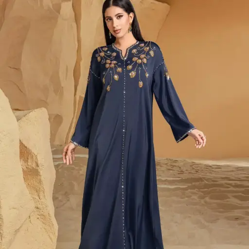 Colorful Blue Diamond Dress Long Dress suitable for veiled women