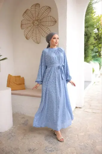 Patterned sheer dress, lined and made from jacquard chiffon