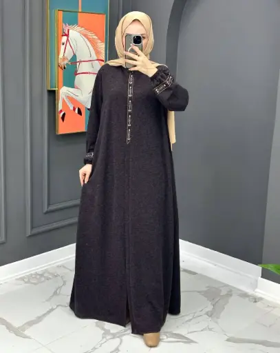 Elegant aubergine dress, plus sizes