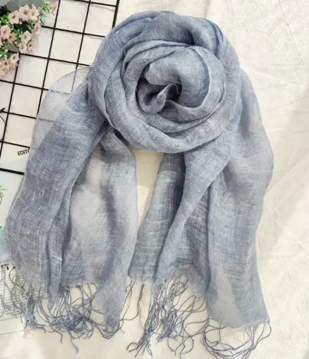 Classic Women Linen Breathable Long Plain Soft Scarf